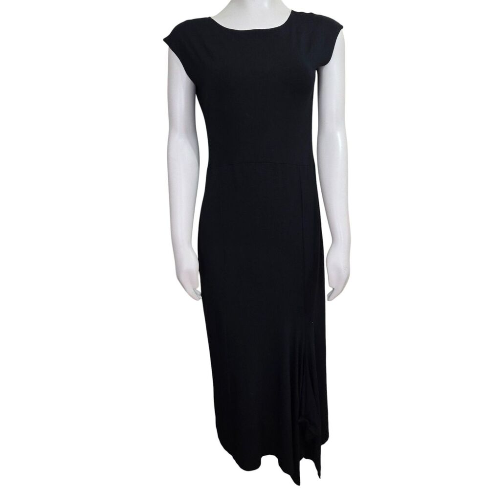 Luna Luz Dress Womens Sz M‎ Black Jersey Lagenlook Whimseygoth Asymmetric Midi